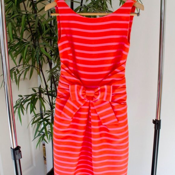 Kate Spade Jillian Pink Orange Stripe Bow Dress XS - Picture 1 of 7